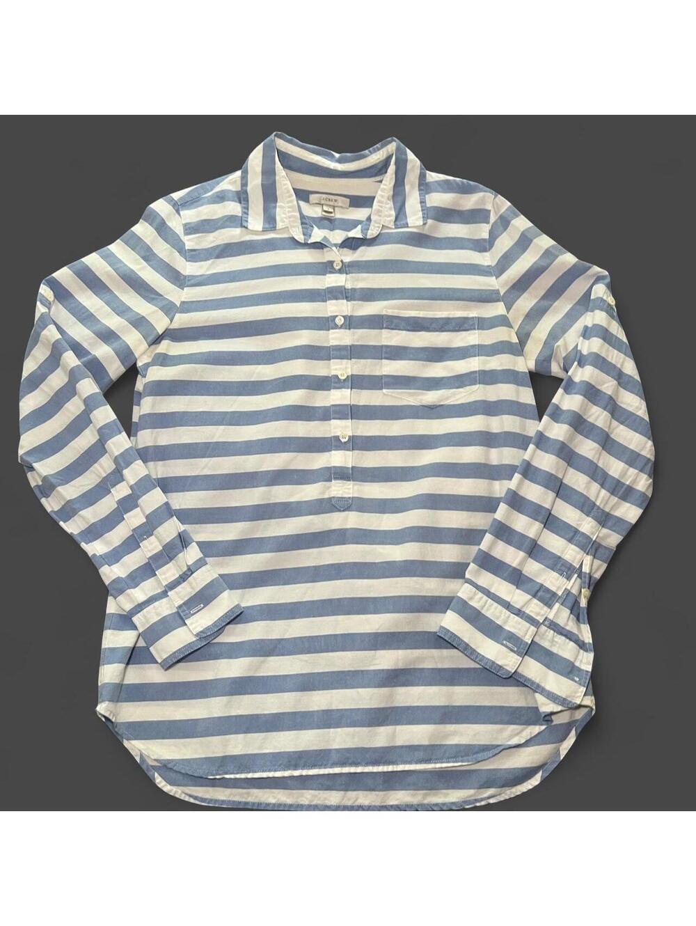 J.Crew white and blue striped button-up shirt